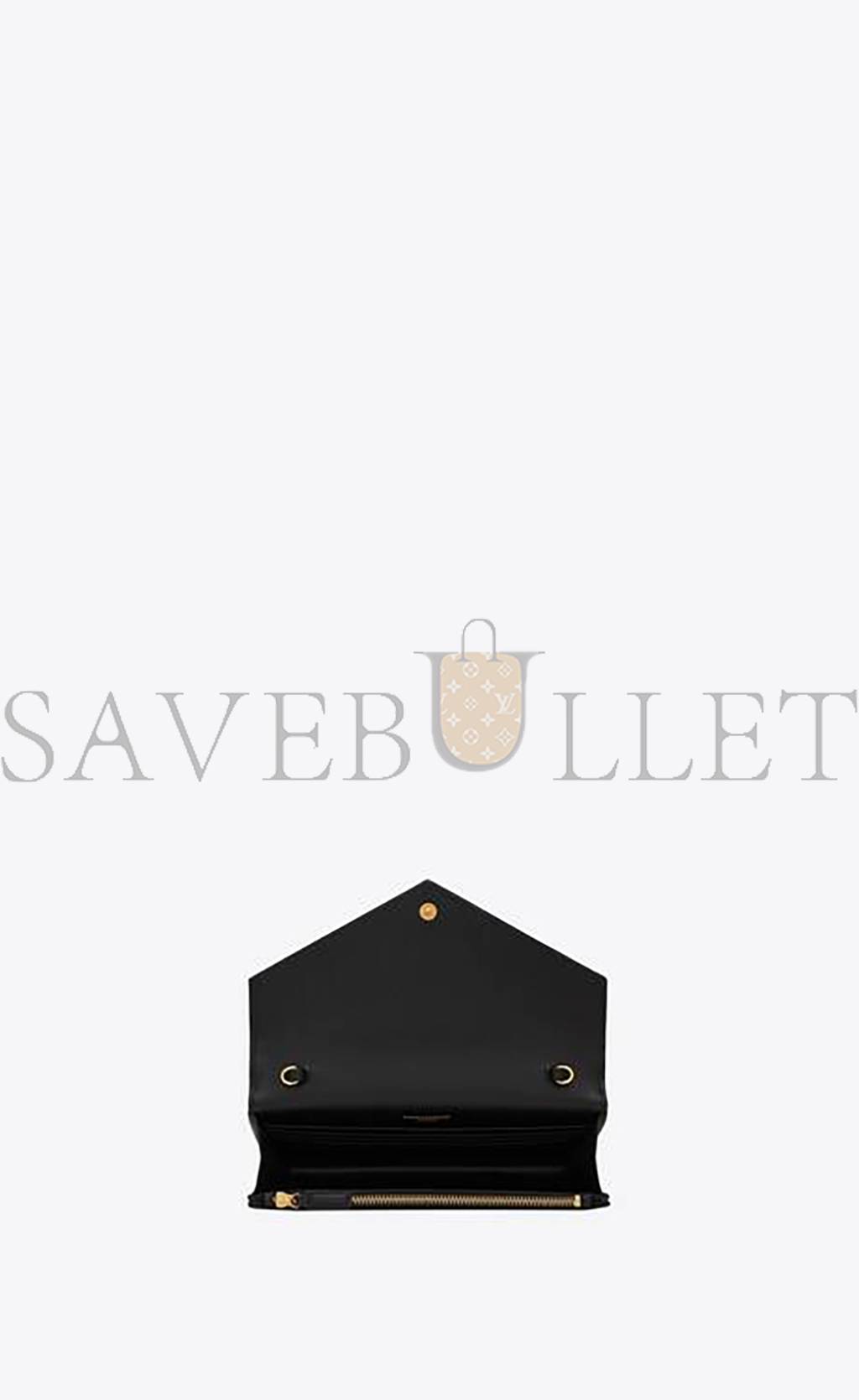 YSL CASSANDRE MATELASSÉ ENVELOPE CHAIN WALLET IN GRAIN DE POUDRE EMBOSSED LEATHER 742920BOW011000 (19*12.5*3.5cm)