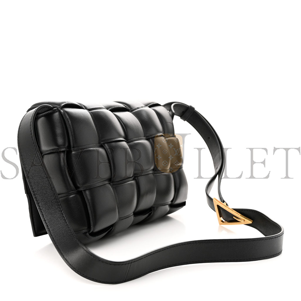 BOTTEGA VENETA NAPPA MAXI INTRECCIATO PADDED CASSETTE CROSSBODY BAG BLACK (26*18*8cm)