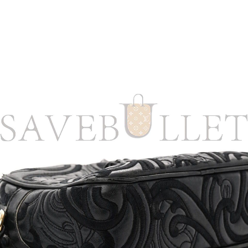 VERSACE NAPPA EMBROIDERED BAROQUE PALAZZO CAMERA BAG BLACK  (21*15*6cm)