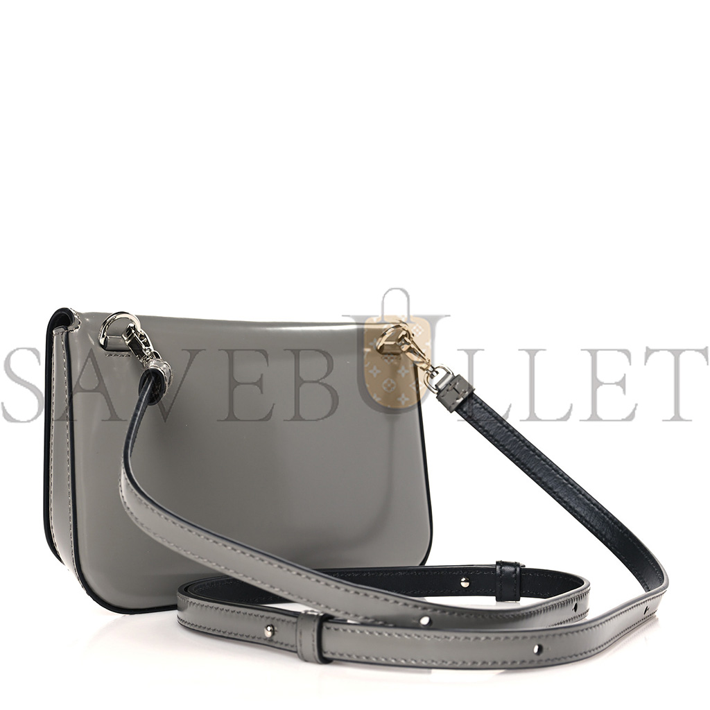 PRADA BRUSHED CALFSKIN MINI FLAP BAG WITH STRAP GRAY (18*13*3cm)