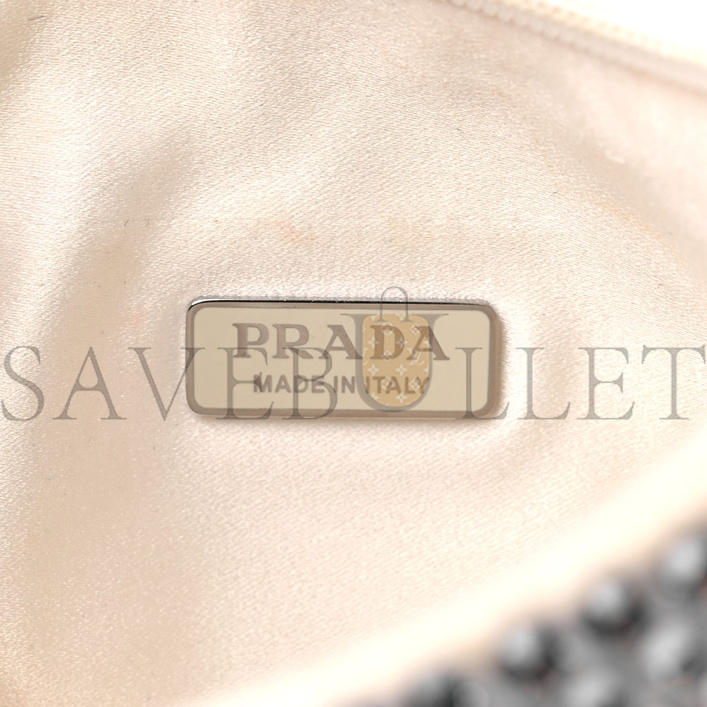 PRADA SATIN CRYSTAL MINI RE-EDITION BAG WHITE (23*16*8cm)