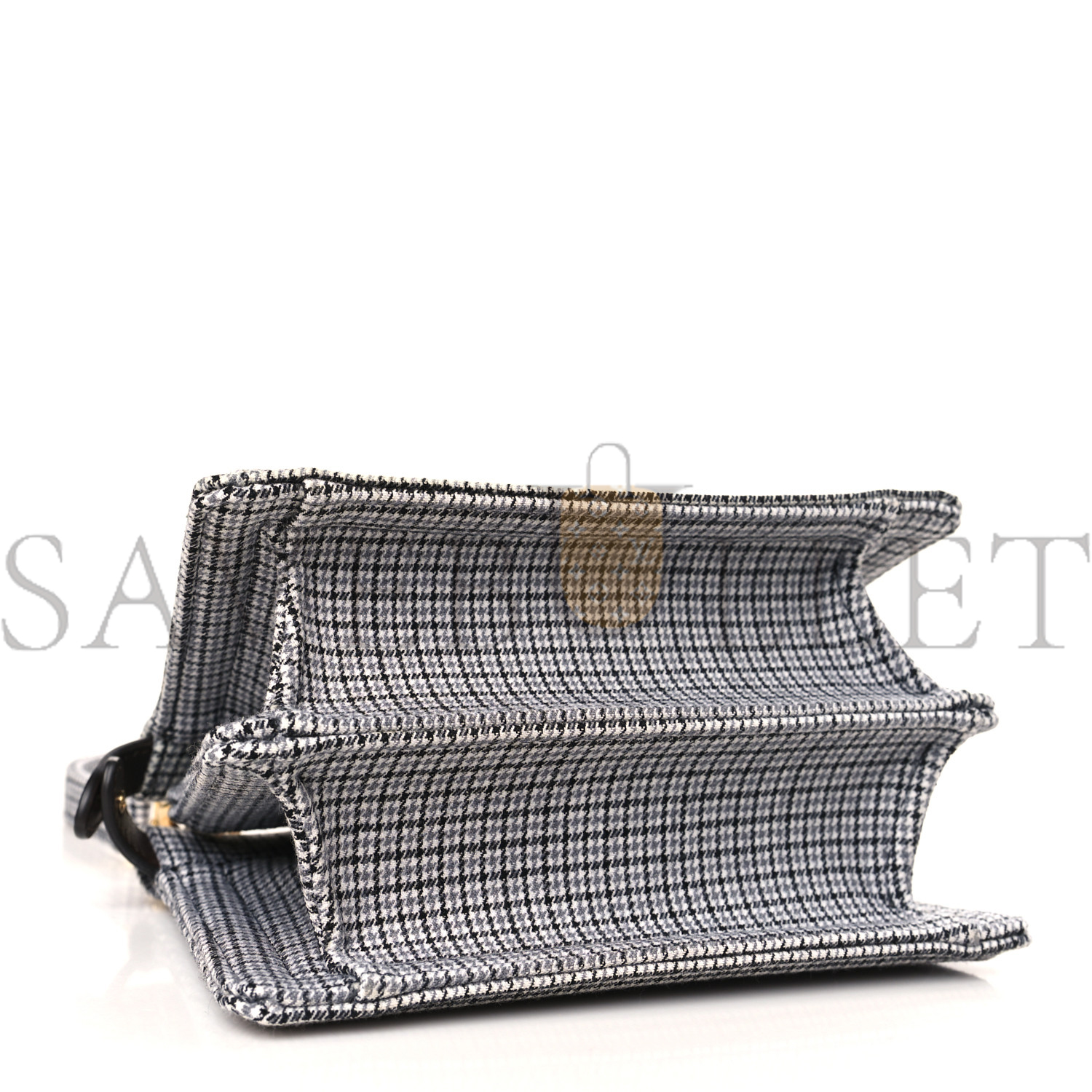 FENDI WOOL FABRIC JACQUARD CUOIO SMALL HOUNDSTOOTH FF 1974 PETITE PEEKABOO I SEE U SATCHEL GRIGIO ANTHRACITE (20*15*11cm)