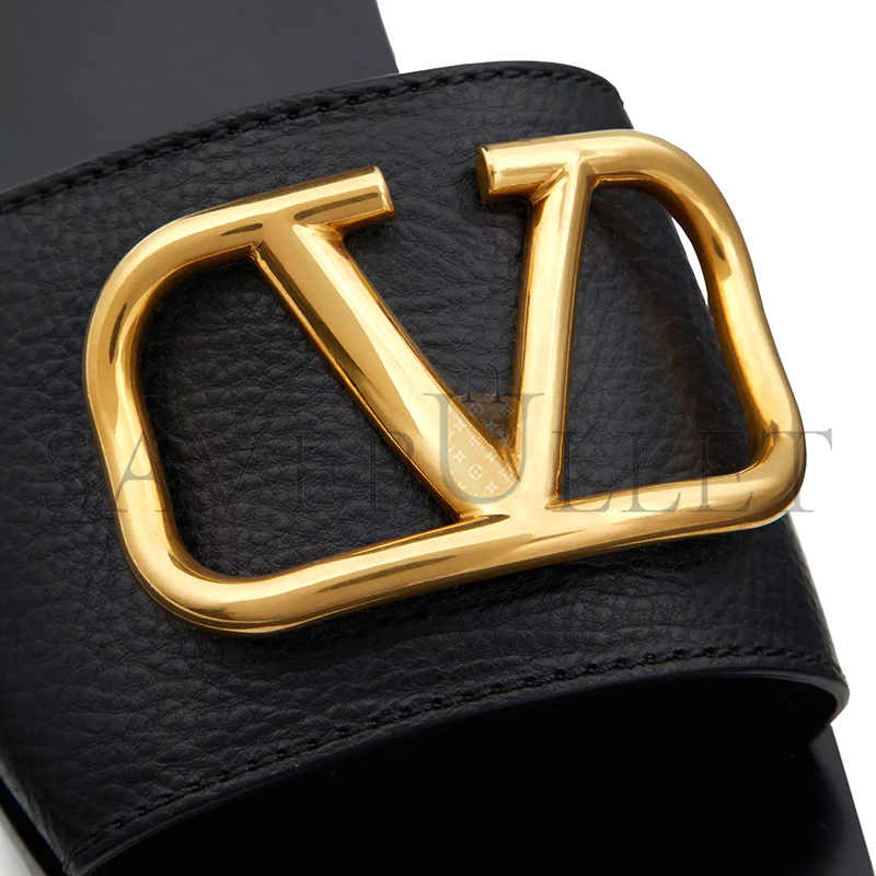 VALENTINO VLOGO SIGNATURE SLIDE SANDAL IN GRAINY COWHIDE WITH ACCESSORY 5W2S0M21HWS_0NO VALENTINO VLOGO SIGNATURE SLIDE SANDAL IN GRAINY COWHIDE WITH ACCESSORY 5W2S0M21HWS_0NO