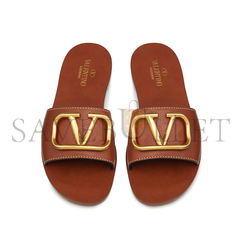 VALENTINO VLOGO SIGNATURE SLIDE SANDAL IN GRAINY COWHIDE WITH ACCESSORY 3W2S0M21HWS_0CR VALENTINO VLOGO SIGNATURE SLIDE SANDAL IN GRAINY COWHIDE WITH ACCESSORY 3W2S0M21HWS_0CR