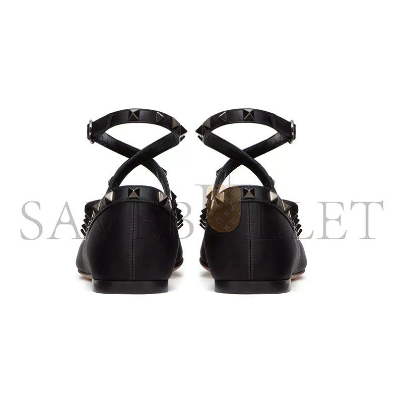 VALENTINO ROCKSTUD SATIN BALLERINA WITH TONE-ON-TONE STUDS 5W2S0HB6EQL_0NO VALENTINO ROCKSTUD SATIN BALLERINA WITH TONE-ON-TONE STUDS 5W2S0HB6EQL_0NO