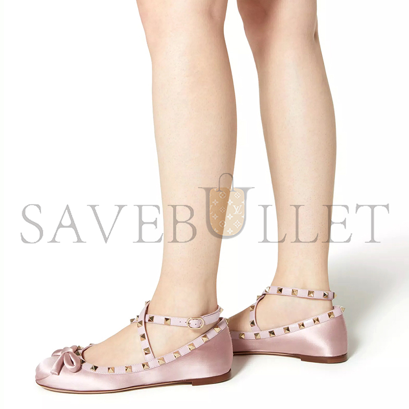 VALENTINO ROCKSTUD SATIN BALLERINA 5W2S0HB6SWH_6E0 VALENTINO ROCKSTUD SATIN BALLERINA 5W2S0HB6SWH_6E0