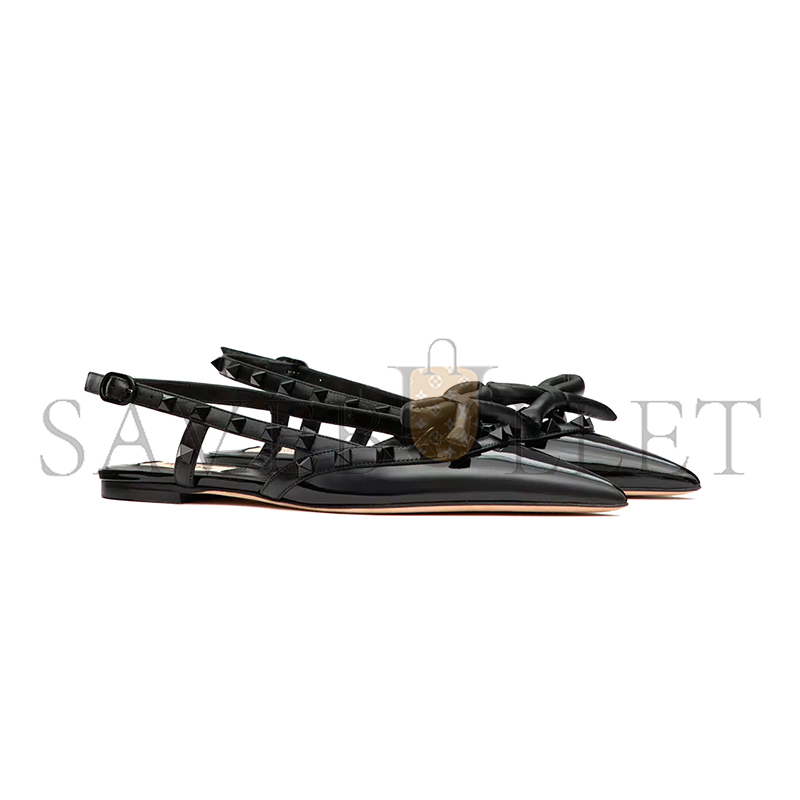 VALENTINO ROCKSTUD BOW SLINGBACK BALLERINA IN PATENT LEATHER WITH TONE-ON-TONE STUDS 5W2S0IQ2IXH_0NO VALENTINO ROCKSTUD BOW SLINGBACK BALLERINA IN PATENT LEATHER WITH TONE-ON-TONE STUDS 5W2S0IQ2IXH_0NO