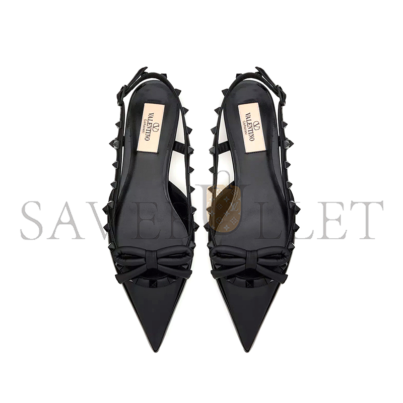 VALENTINO ROCKSTUD BOW SLINGBACK BALLERINA IN PATENT LEATHER WITH TONE-ON-TONE STUDS 5W2S0IQ2IXH_0NO VALENTINO ROCKSTUD BOW SLINGBACK BALLERINA IN PATENT LEATHER WITH TONE-ON-TONE STUDS 5W2S0IQ2IXH_0NO
