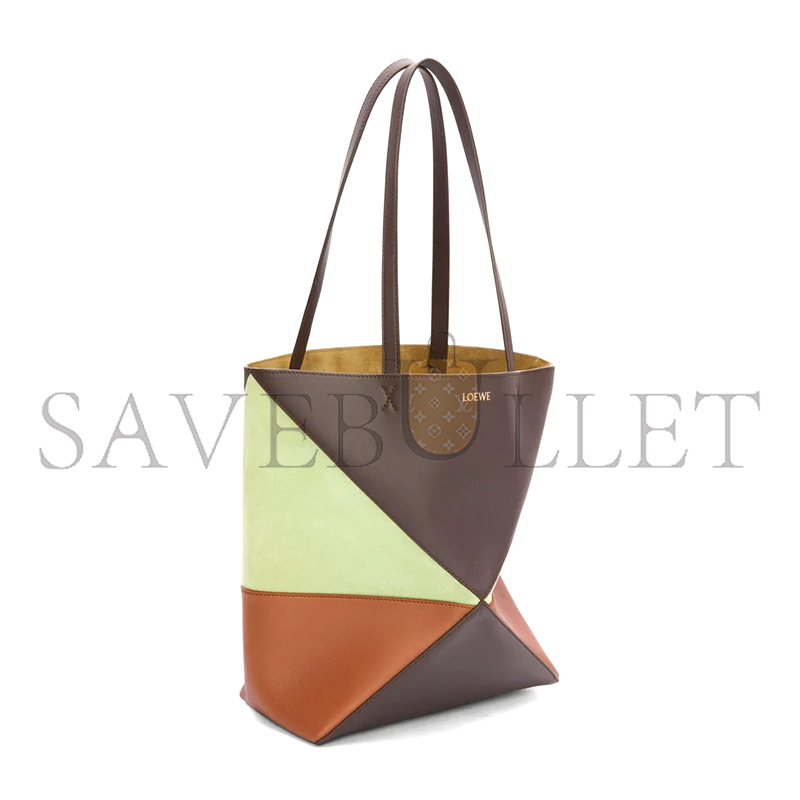 LOEWE MEDIUM PUZZLE FOLD TOTE IN CALFSKIN AND SUEDE A779G50X73 (25.5*31.5*14.5cm)
