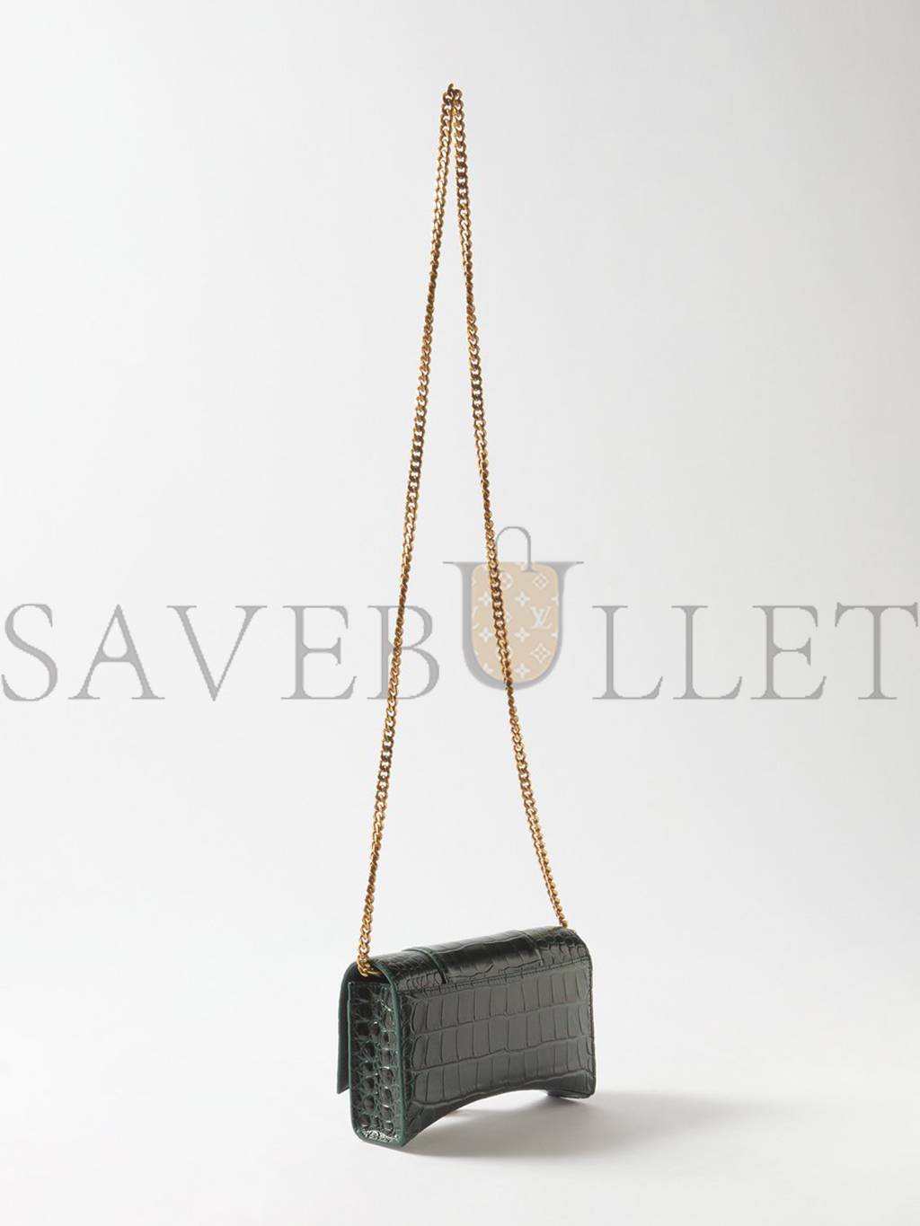 BALENCIAGA GREEN HOURGLASS CROC-EFFECT LEATHER CROSS-BODY BAG  MATCHESFASHION US (19.8*12.1*5cm)