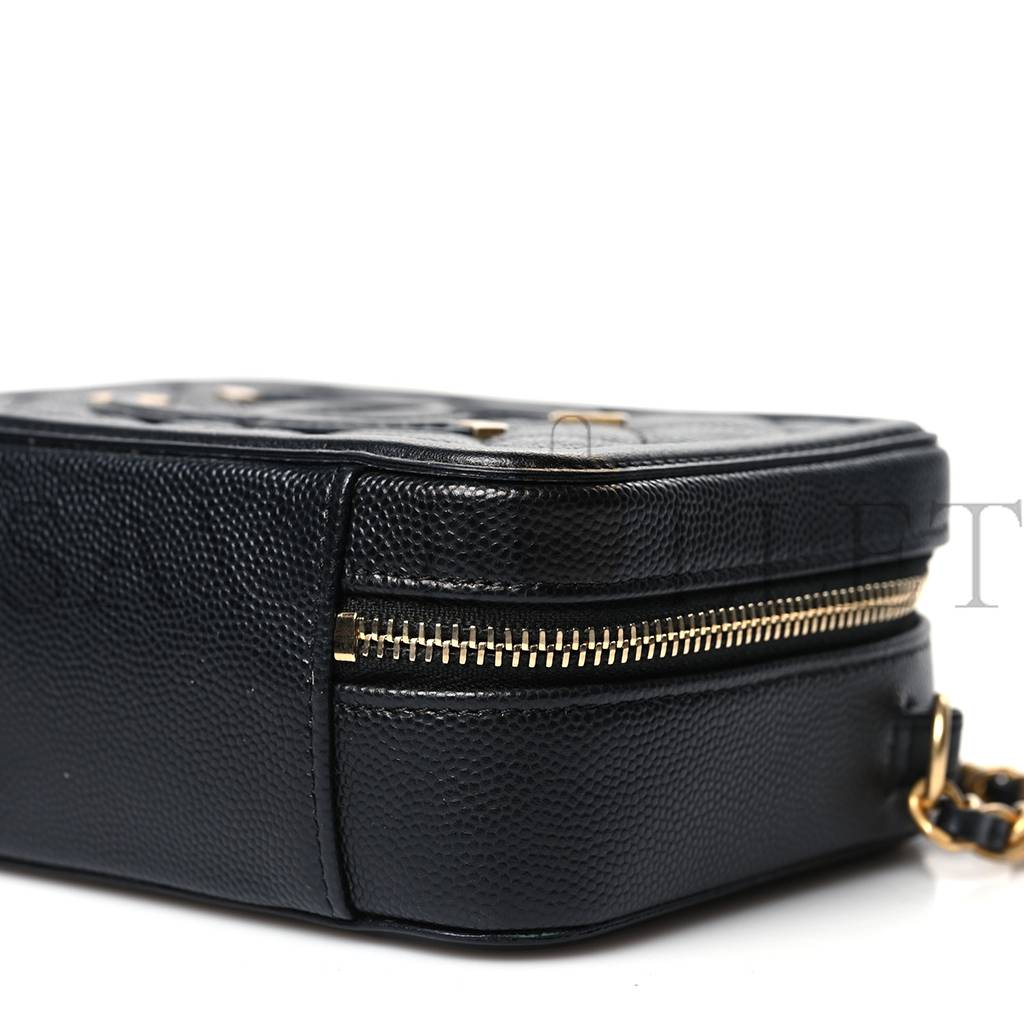 CHANEL CAVIAR QUILTED CC FILIGREE VANITY CLUTCH WITH CHAIN BLACK (14*10*6cm)