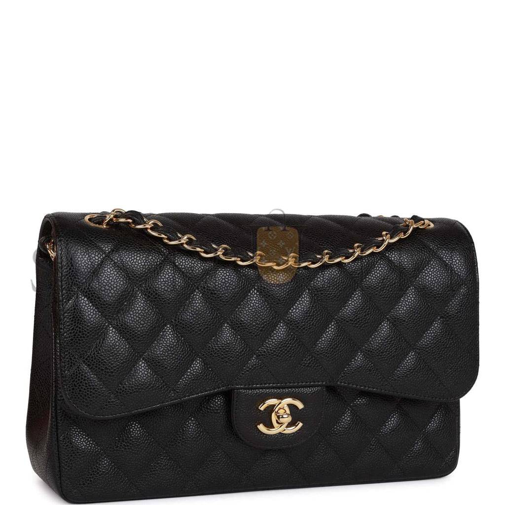 CHANEL JUMBO CLASSIC DOUBLE FLAP BAG BLACK CAVIAR GOLD HARDWARE (30*20*9cm)