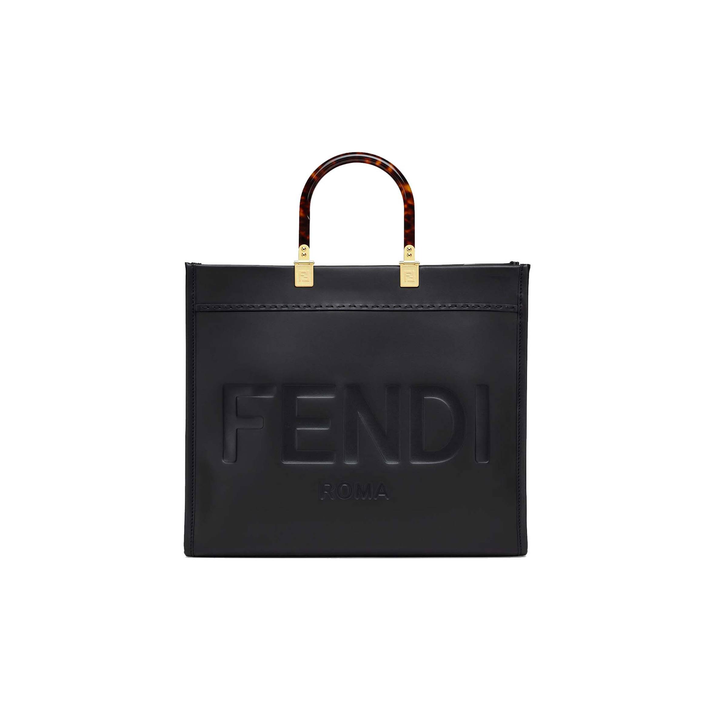 FENDI SUNSHINE MEDIUM - BLACK LEATHER SHOPPER 8BH386ABVLF0KUR (35*31*17cm)