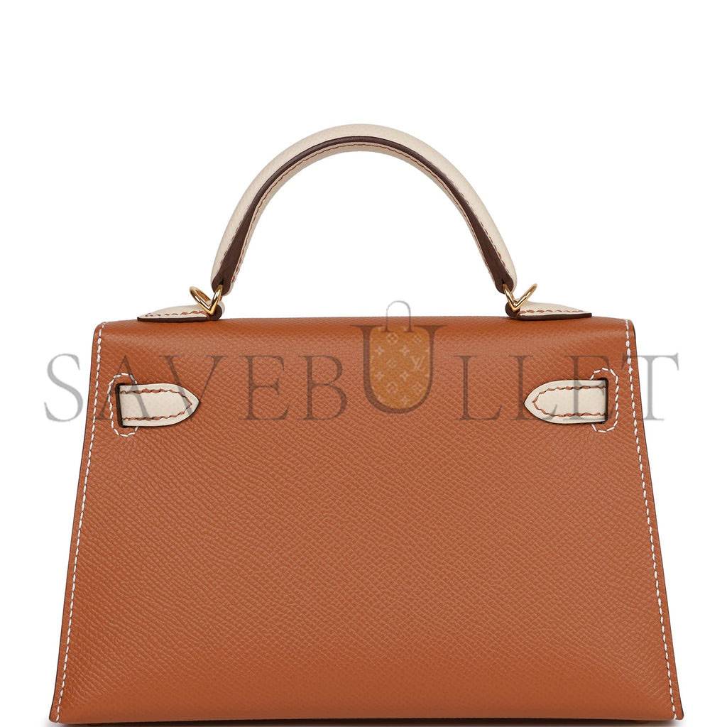 HERMES SPECIAL ORDER (HSS) KELLY MINI SELLIER 20 GOLD AND CRAIE EPSOM GOLD HARDWARE (19*12*5.5cm)