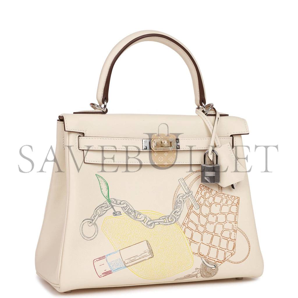 HERMES KELLY RETOURNE 25 IN & OUT NATA SWIFT PALLADIUM HARDWARE HANDMADE(25*17*7cm)