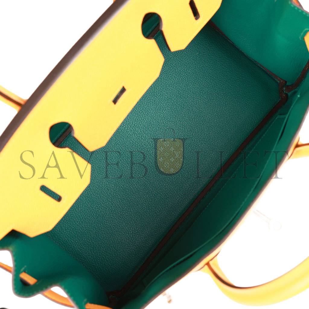 HERMES SPECIAL ORDER (HSS) BIRKIN 30 JAUNE D'OR AND MALACHITE EPSOM BRUSHED PALLADIUM HARDWARE( 30cm*22*16cm)