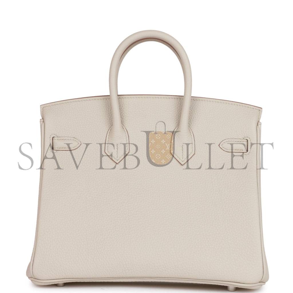 HERMES BIRKIN 25 BETON TOGO PALLADIUM HARDWARE HANDMADE (25*19*12cm)