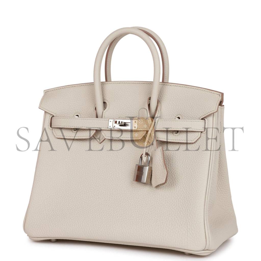 HERMES BIRKIN 25 BETON TOGO PALLADIUM HARDWARE HANDMADE (25*19*12cm)