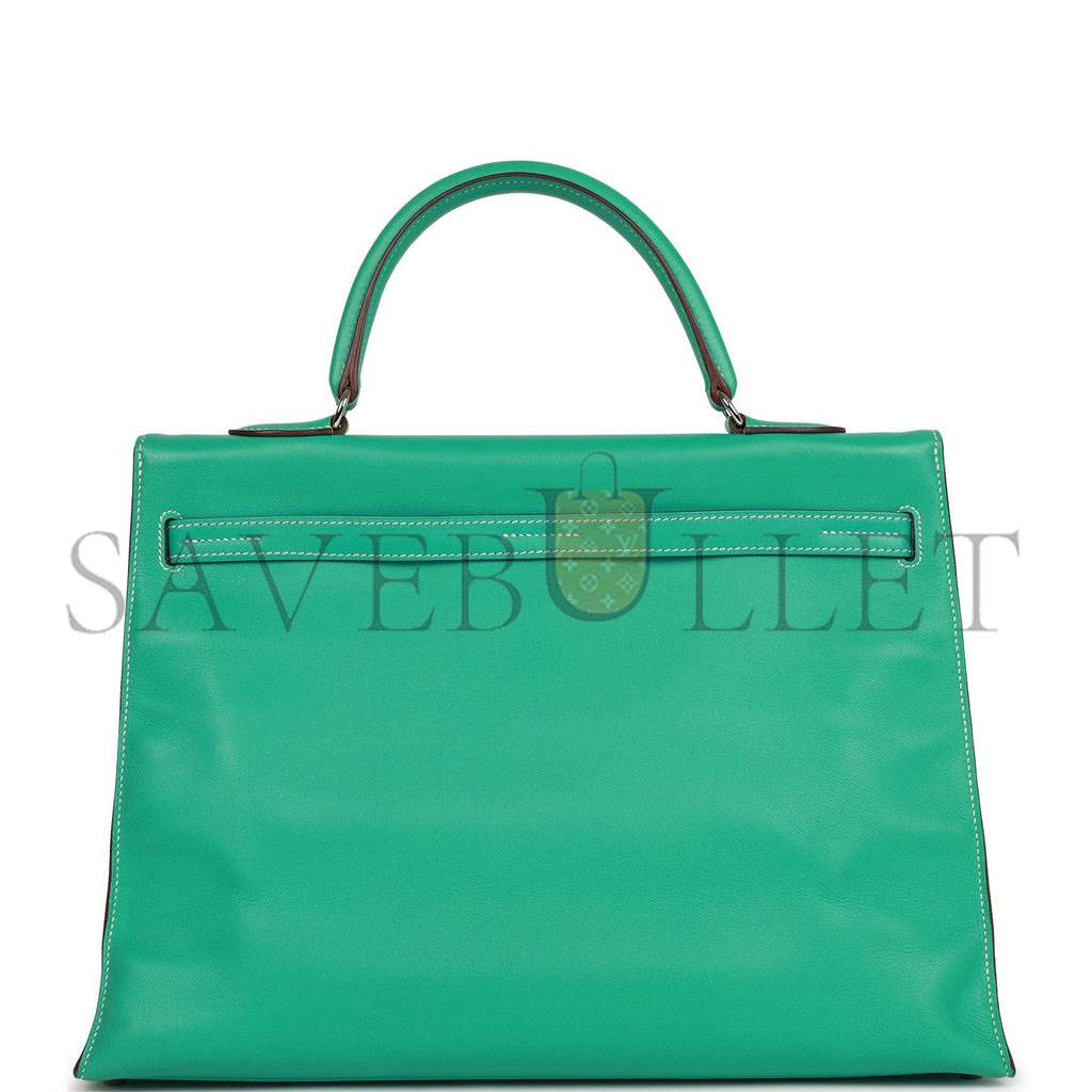 HERMES KELLY FLAT 35 LAGOON SWIFT PALLADIUM HARDWARE (35*25*14cm)