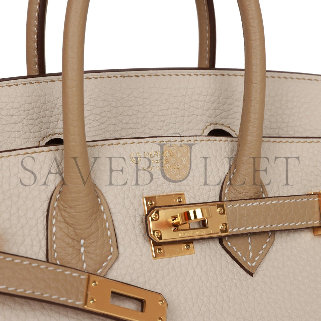 HERMES SPECIAL ORDER (HSS) BIRKIN 25 CRAIE AND TRENCH TOGO GOLD HARDWARE HANDMADE (25cm)