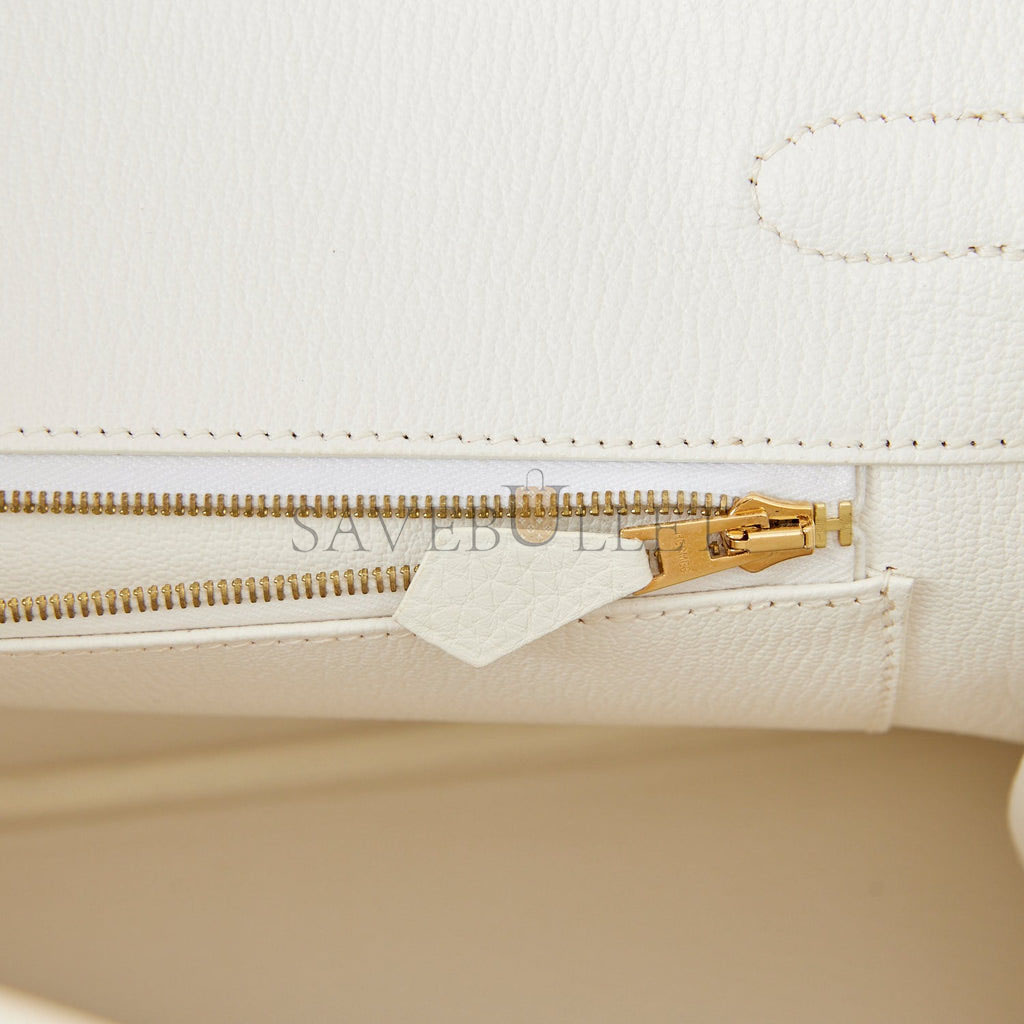 HERMES BIRKIN 35 WHITE CLEMENCE GOLD HARDWARE (35cm)