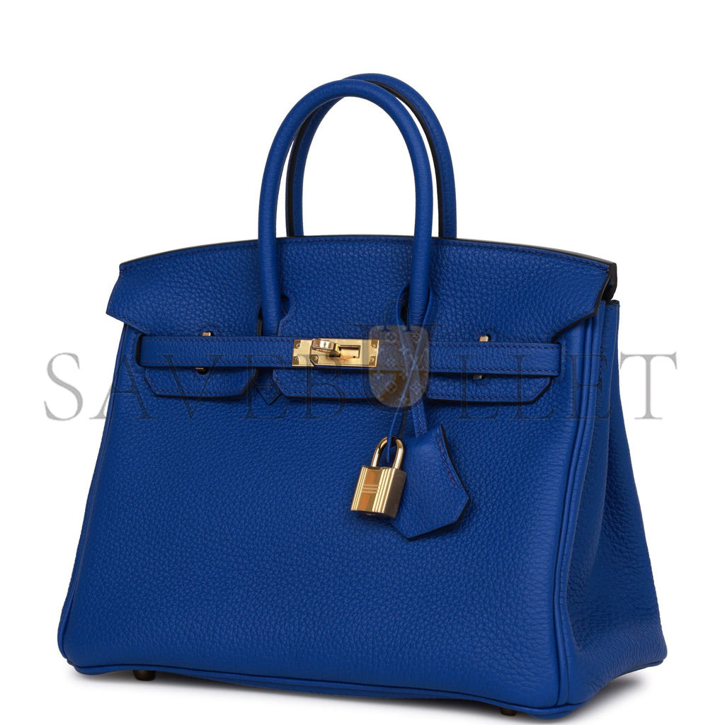 HERMES BIRKIN 25 BLEU ROYAL TOGO GOLD HARDWARE HANDMADE  (25cm)