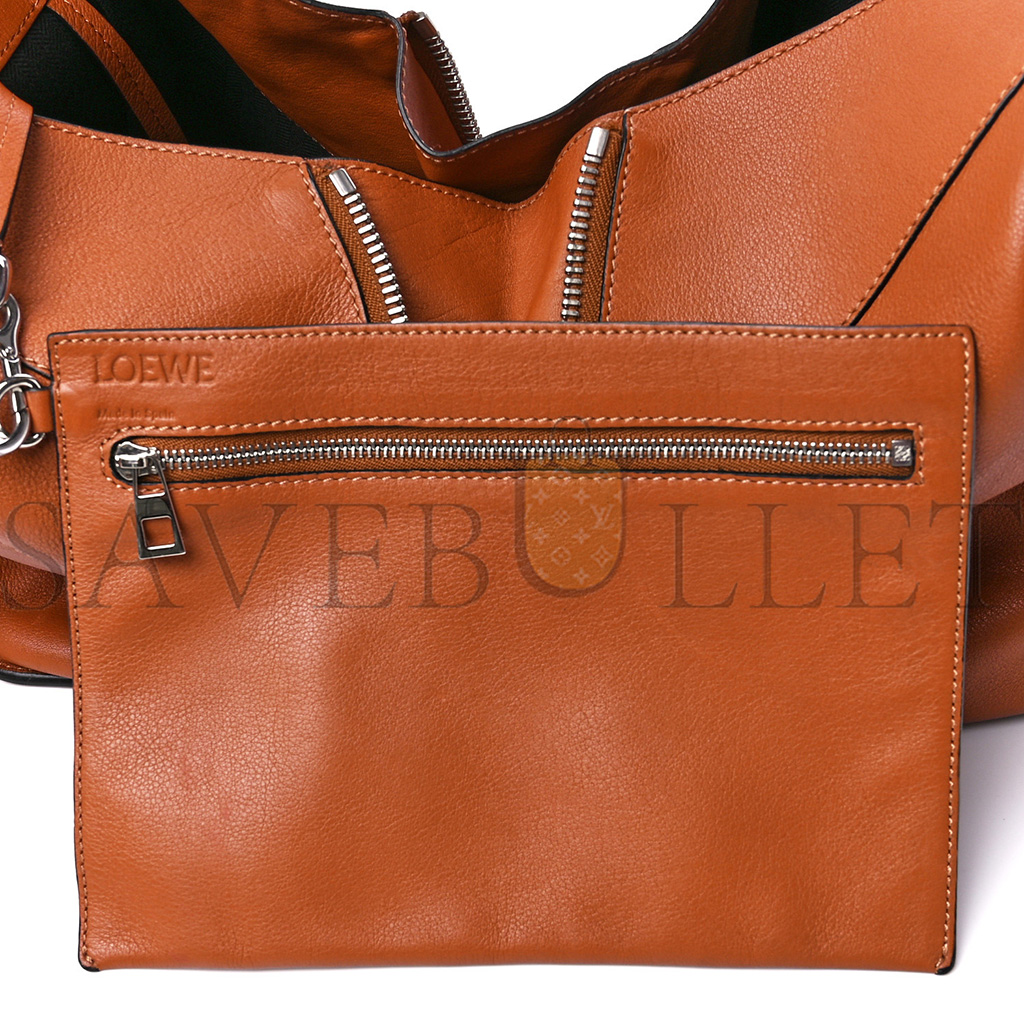 LOEWE CALFSKIN MEDIUM HAMMOCK SHOULDER BAG TAN (34*28*17cm)