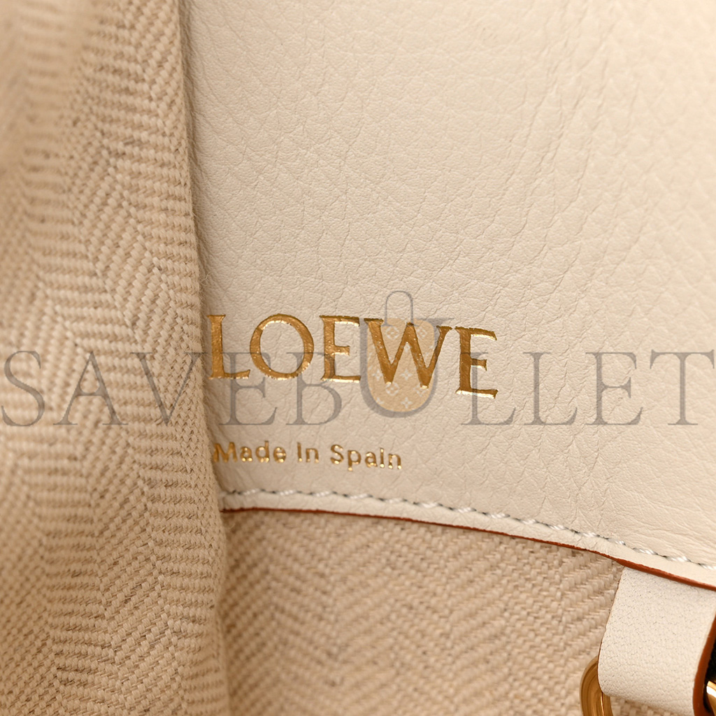 LOEWE CALFSKIN CANVAS ANAGRAM SMALL HAMMOCK SHOULDER BAG ECRU WHITE (30*25*13.5cm)