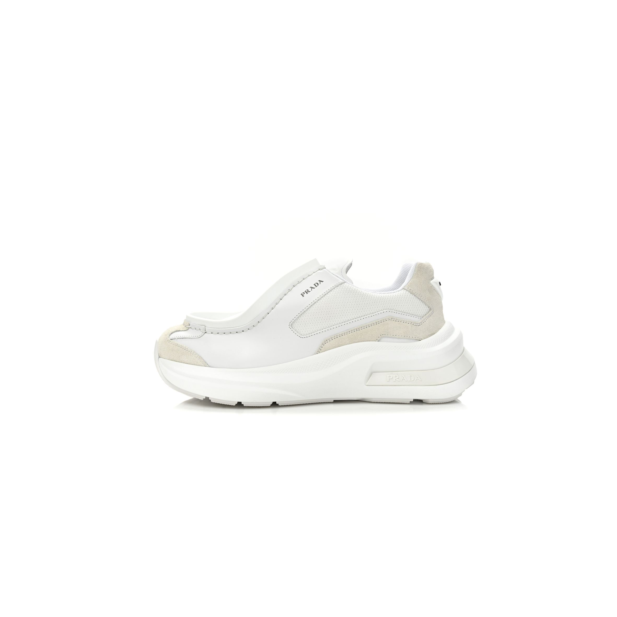 PRADA SPAZZOLATO ROIS BIKE FABRIC MENS SNEAKERS 10 WHITE PRADA SPAZZOLATO ROIS BIKE FABRIC MENS SNEAKERS 10 WHITE