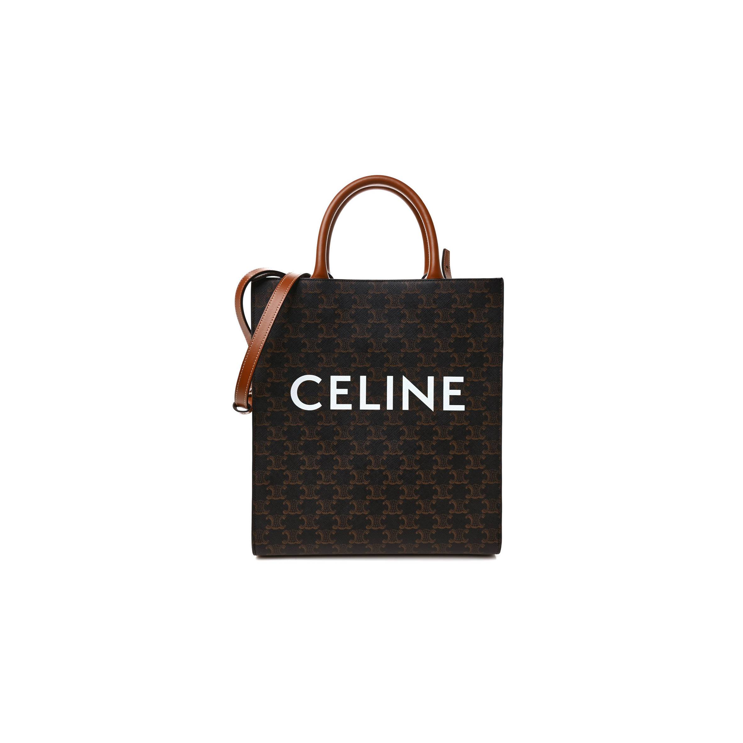 CELINE TRIOMPHE CANVAS CALFSKIN SMALL VERTICAL CABAS TAN (32*29*8cm)