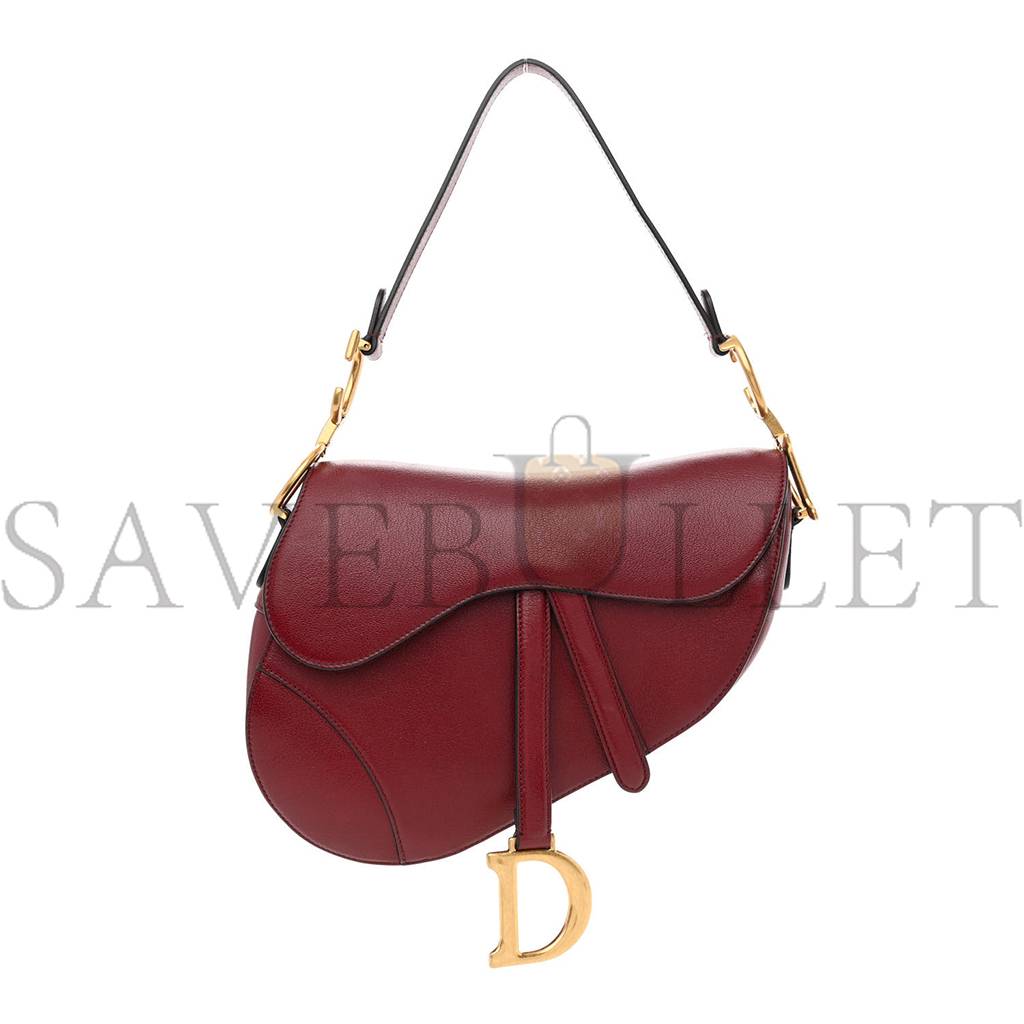 DIOR GRAINED CALFSKIN SADDLE BAG RED (23*20*7cm)