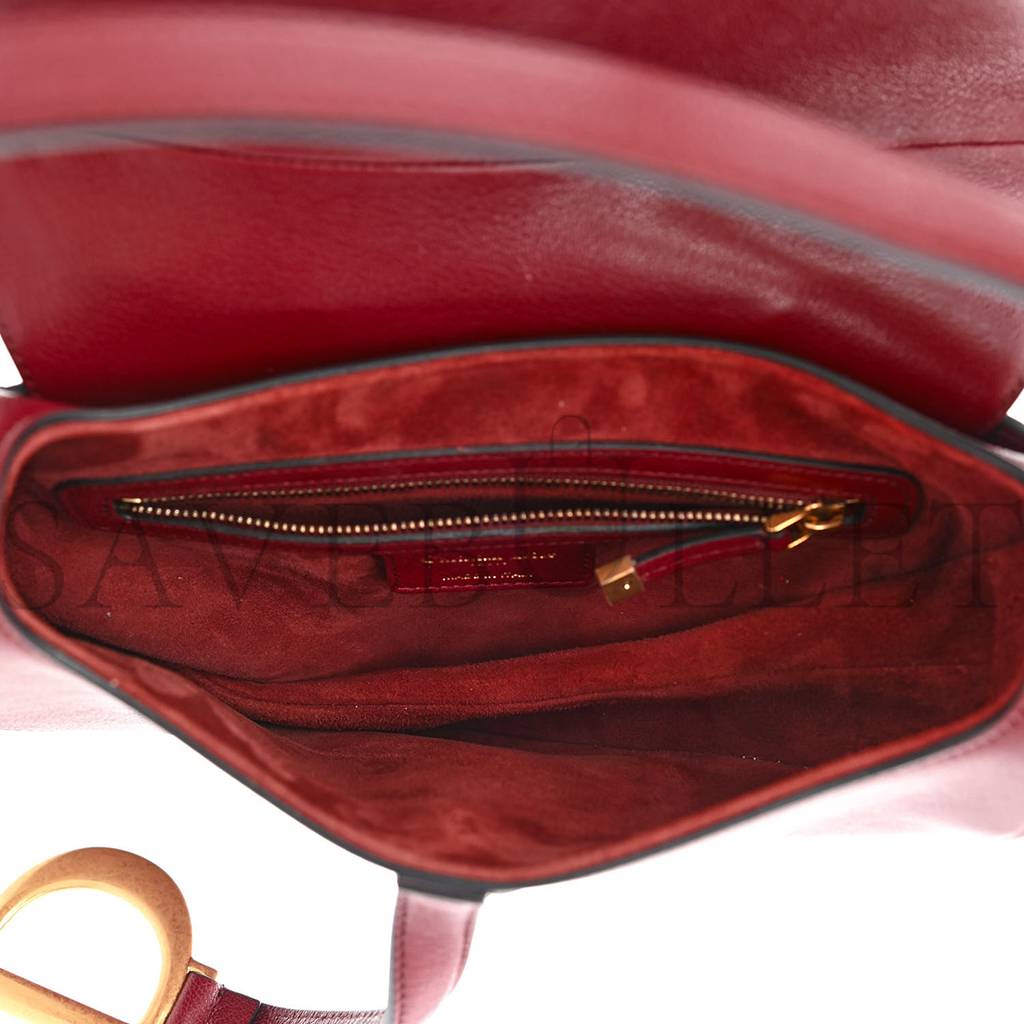 DIOR GRAINED CALFSKIN SADDLE BAG RED (23*20*7cm)